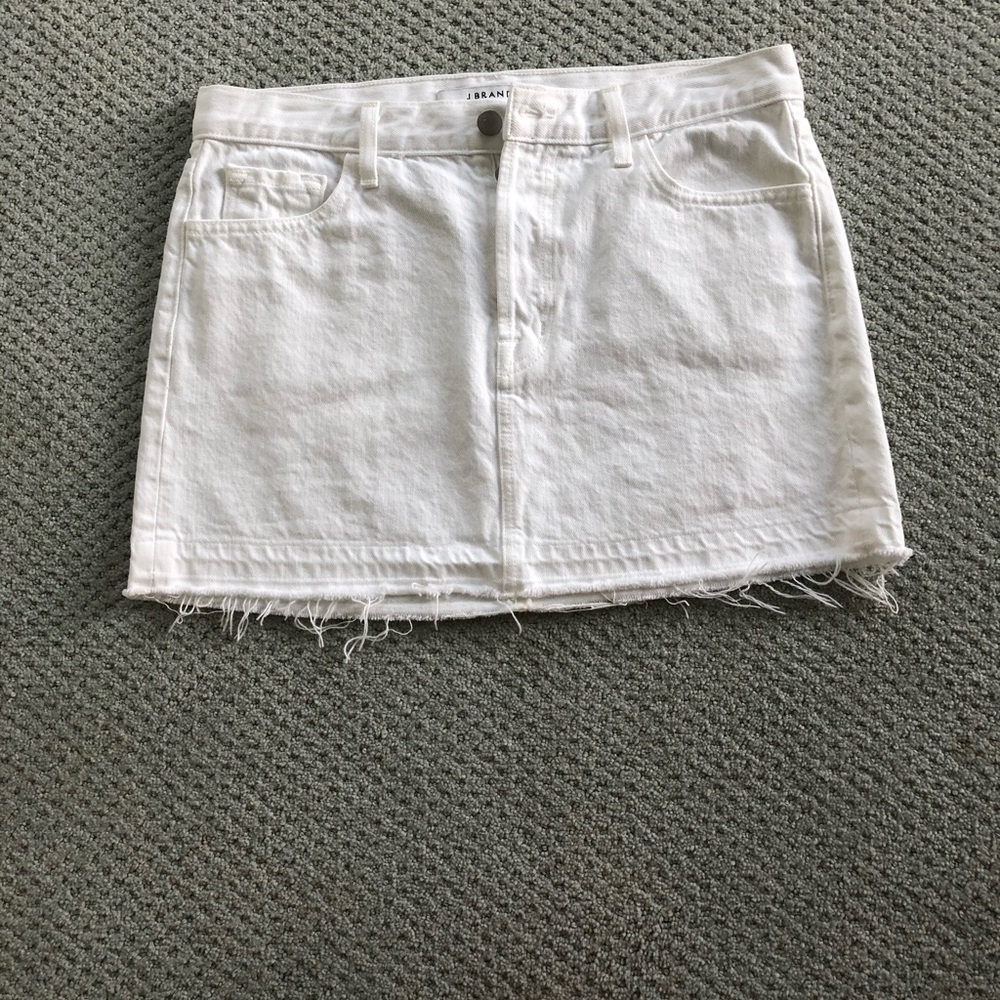 J Brand white cut off denim jean skirt